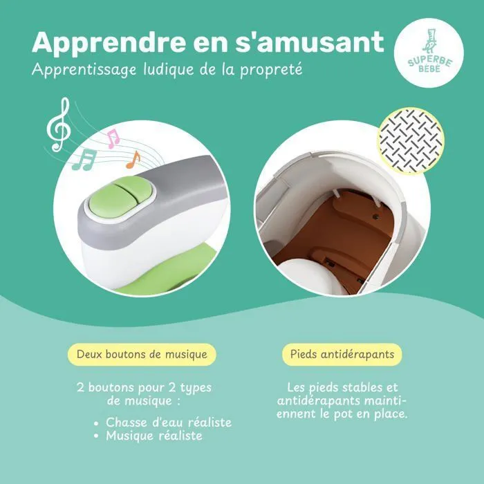 Pot réaliste pour apprentissage de la propreté avec son - Green | SUPERBE BEBE-5