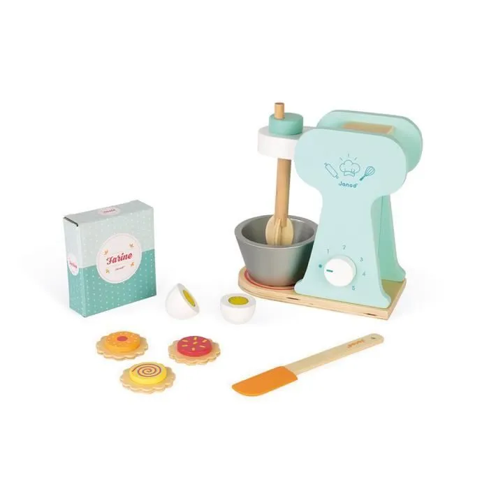 Robot pâtissier en bois JANOD - Set du petit pâtissier - 6 pièces - Dès 3 Ans-0