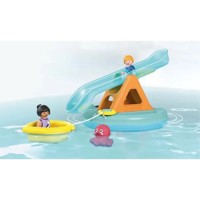 PLAYMOBIL Junior 71687 Ilôt avec toboggan aquatique, Jouet pour le bain, Dès 12 mois-2
