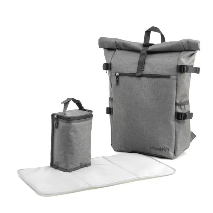 Bebeboutik Sac a dos a langer MAIKA Explorer Gris chine Impermeable Sac isotherme inclus