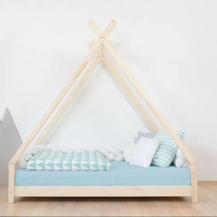 Lit Tipi enfant TAHUKA - Bois massif - Naturel - 140 x 200 cm - Montessori-3