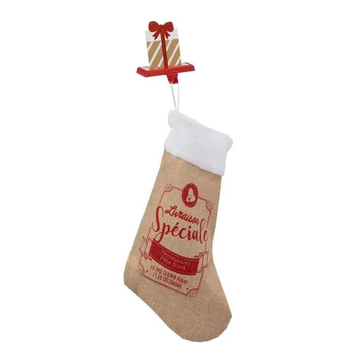 Atmosphera - Porte chaussette de Noël Cadeau - Rouge-1