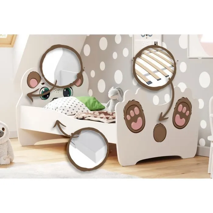Lit enfant "TEDDY BEAR" 160x80cm + sommier + matelas-3