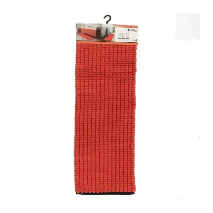 TENDANCE - Grand Tapis de salle de bain Bicolore Terre de Sienne et Noir en Polycoton 45 x 120 cm Orange-0