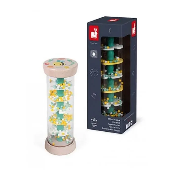 Jouet d'éveil musical - JANOD - Bâton de Pluie Pure en Bois - Pour bébé dès 6 mois - Couleur Beige-2