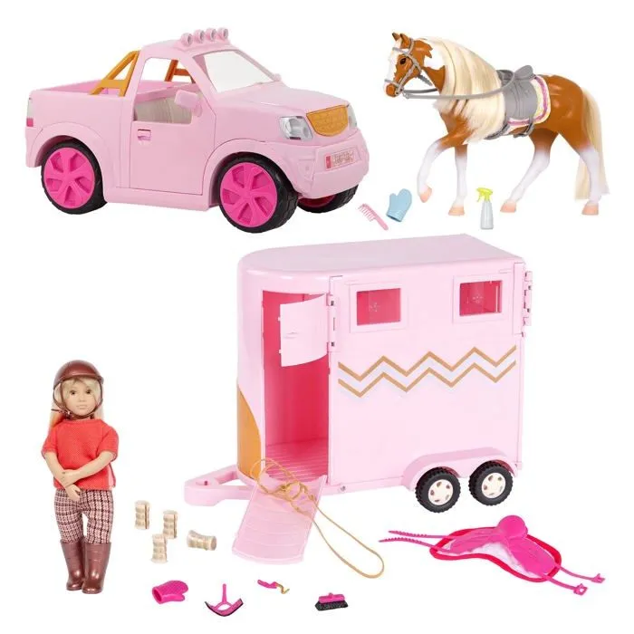 Poupee Lori - LO37085Z - Ensemble Camion et remorque Briella American, Horse Travel Set with, LO37085C1Z-0