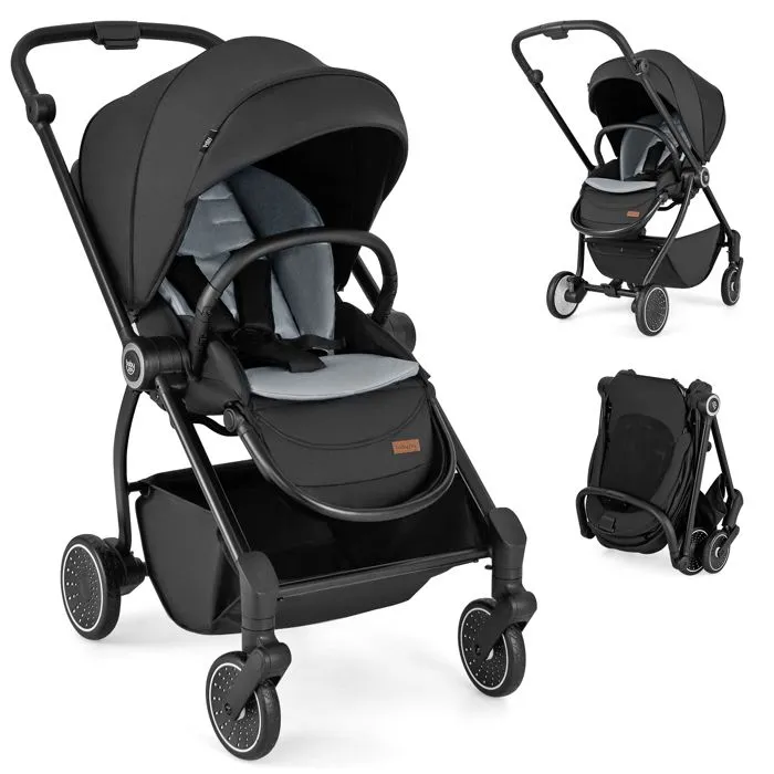 COSTWAY Poussette Canne Pliable Bébé avec Siège Réversible & Dossier Inclinable, Panier Inférieur, Harnais à 5 Points, 15 kg, Noir-0