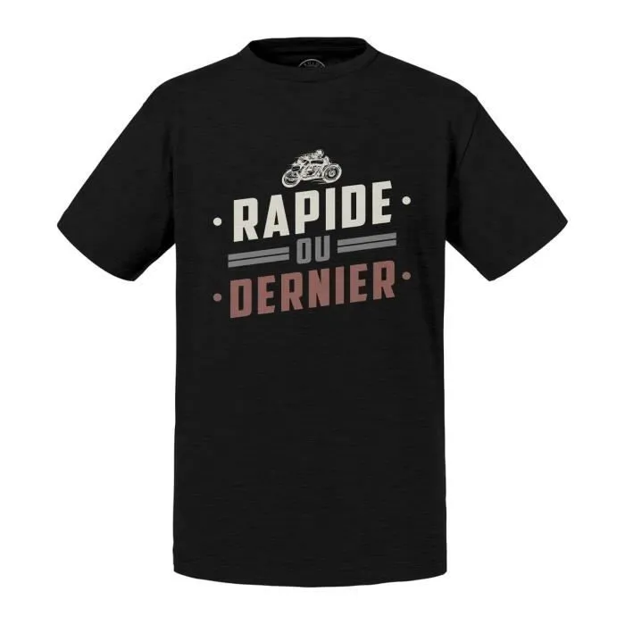 T-shirt Enfant Noir Rapide ou Dernier Moto Course Cafe Racer-0