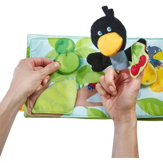 Livre en tissu - HABA - Le verger - Interactif - Marionnette à doigt - Découverte des fruits-1