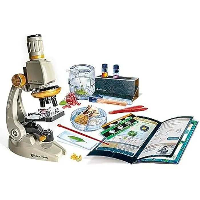 Clementoni Microscope Smart Deluxe grossissant 1 200 x, Jouet Scientifique, avec échantillons préparés et Cristaux scientifiques,-1