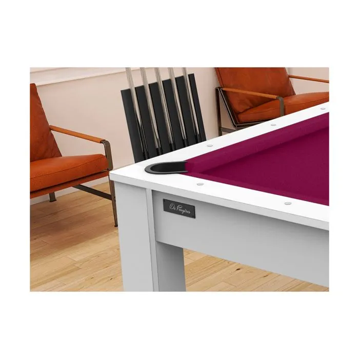 Billard convertible table 8 personnes - De Faugères - Colorado - Blanc laqué - Tapis prune-2