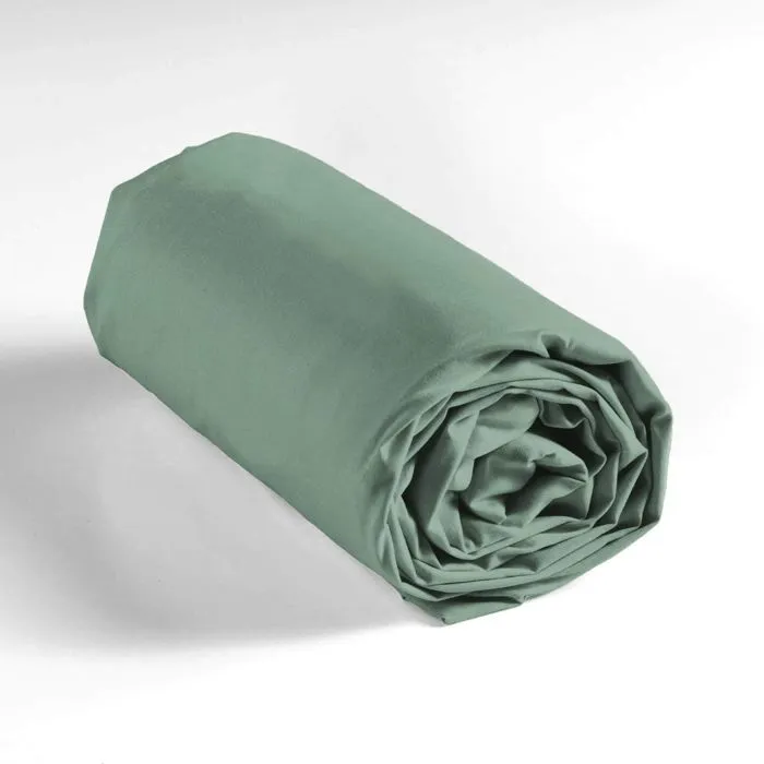 Drap housse 90x190 cm - Bonnet 30 cm - 100% coton - Sauge-4