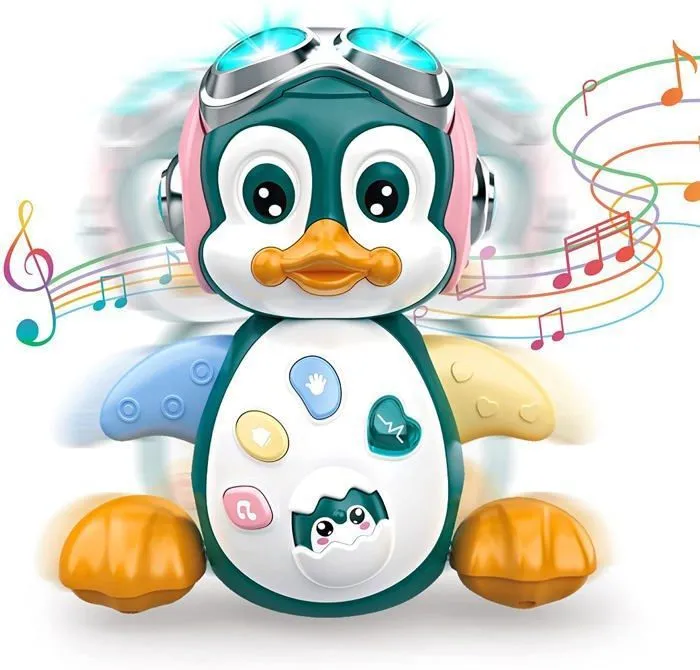 Jouet Musical Enfant 1 an, Jouets Rampants avec Musique et lumières,Jouet éducatif Jouet d’éveil Jouet Bébé Pingouin 6-12 Mois-0