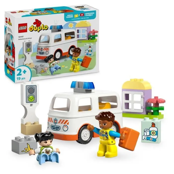 LEGO DUPLO 10447 L’ambulance et le chauffeur - Jouet interactif pour les enfants dès 2 ans-0