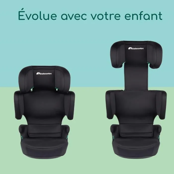 BEBECONFORT Siège auto ROAD SAFE i-Size, Groupe 2/3, Réhausseur ceinturé, de 3,5 à 12 ans environ, 15-36kg,100 à 150cm, Full Black-1