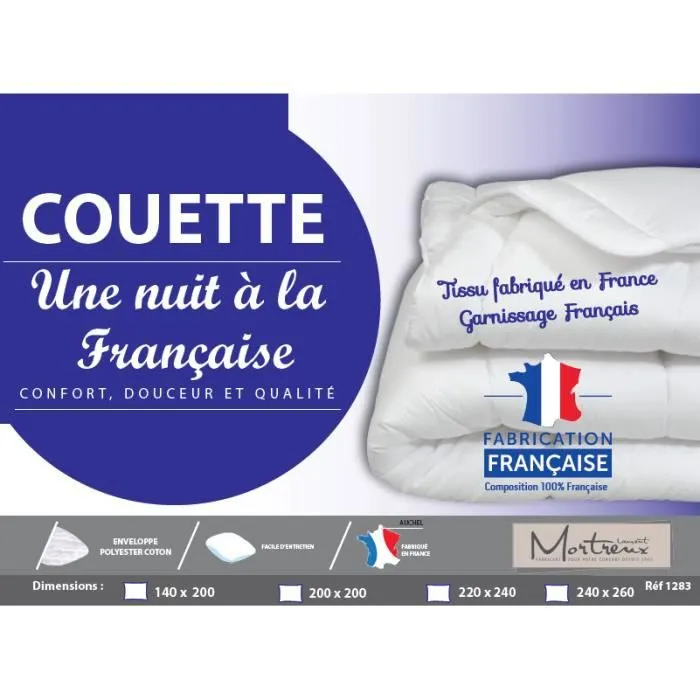 Couette tempéree 100% France - 2 personnes 240x260 - MI SAISON - MORTREUX-1