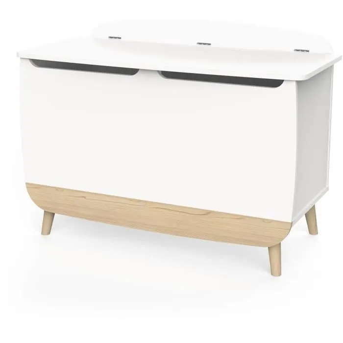 Coffre à jouets - FIRMIANA - Style scandinave - Blanc mat / Chêne kronberg - 82,4 x 39,1 x 58,9 cm - DEMEYERE-4