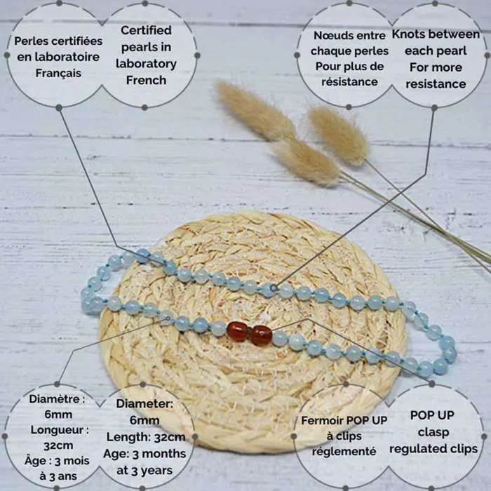 Collier Aigue marine - Bébé / Nourrisson - Pierres naturelles -Apaise et soulage bébé -Lithothérapie -Bienfaits -Idée cadeau -Vertus-3
