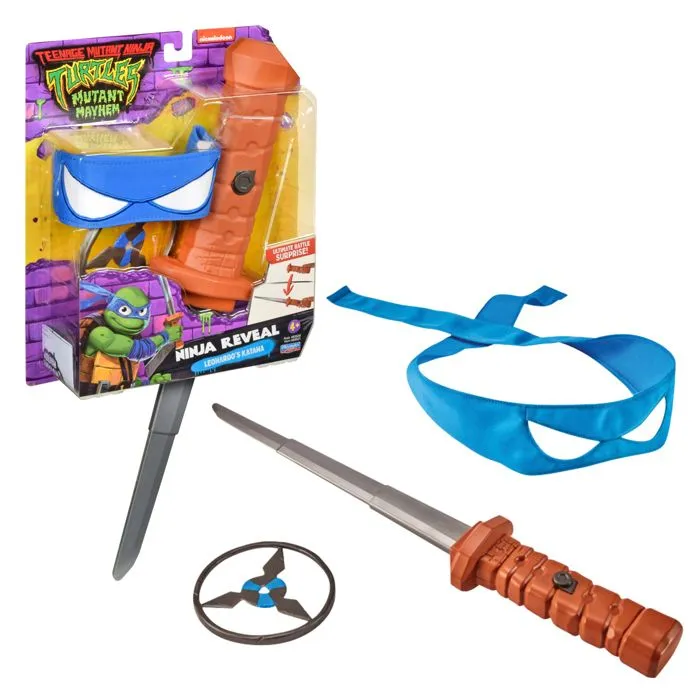 Tortues Ninja, Arme de combat, avec accessoires inclus, Modèle Leonardo, Pour les enfants dès 4 ans, TU8061-0