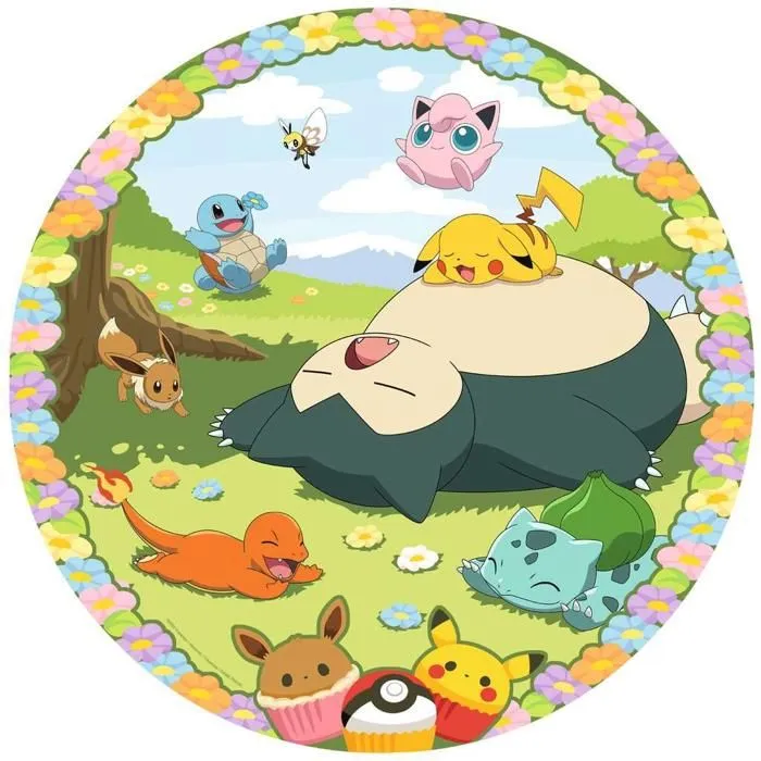 Puzzle rond 500 pièces - Pokémon en fleurs-1