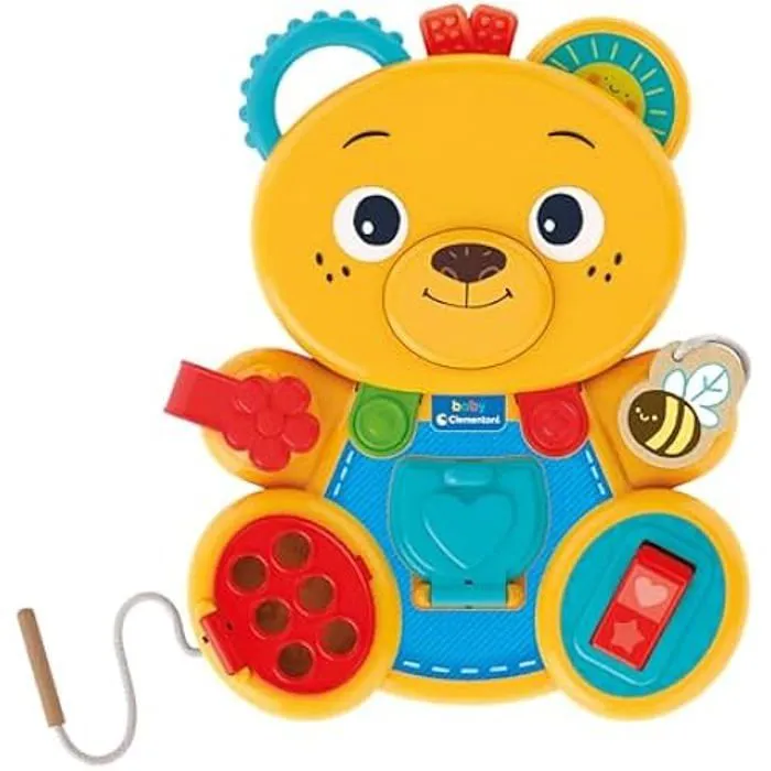 Clementoni- Busy Baby Bear Mon Centre d'activités Ourson Jouet D'éveil 12 Mois, Montessori 1 Ans, Développement pour Les Petits,-0