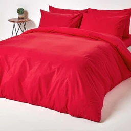 Drap plat uni 100% coton égyptien 200 fils coloris rouge 270 x 300 cm-3