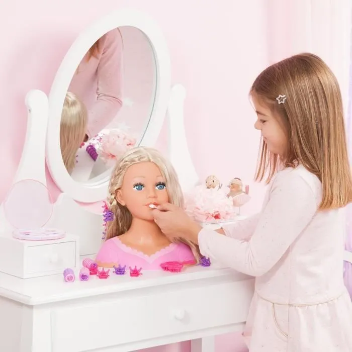BAYER DESIGN - Tête à coiffer Charlene Super Model blonde avec maquillage-5