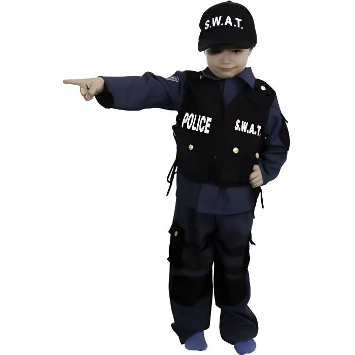 Déguisement Agent SWAT Garçon 7/9 ans - Polyester - Métier - Bleu-0
