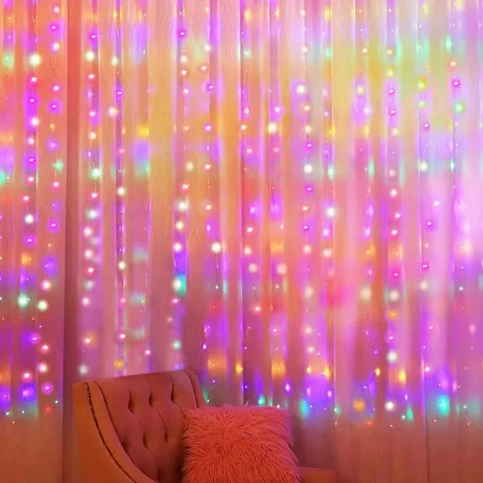 Guirlande Lumineuse Rideau - 300 LED - 8 Mode d'éclairage - 3 x 3 m(Multicolore)-3