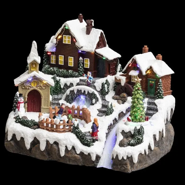 Village de Noël lac gelé lumineux et animé-0