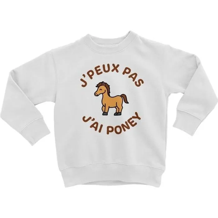 Sweatshirt Enfant - FABULOUS - J'Peux Pas J'ai Poney - Manches longues - Col arrondi - Blanc-0
