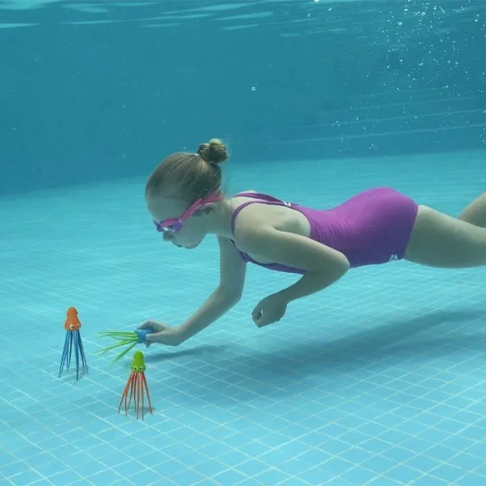 Jeu de Piscine Bestway Squiggle Wiggle avec Pieuvres de Couleurs Bleu Orange Vert pour Enfants à Partir de 3 Ans-1