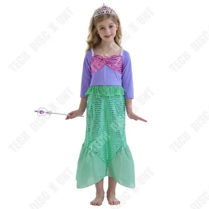TD® Sirène sequin robe costume filles robe de princesse enfants costumes de Noël doux pour la peau respirant-1
