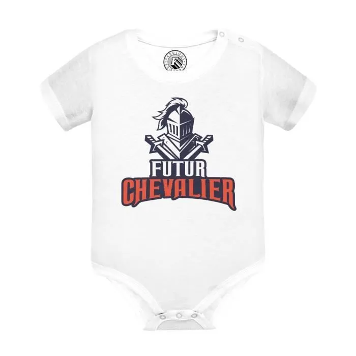 Body Bébé Manche Courte Blanc Futur Chevalier Héros Moyen-Âge Combat-0