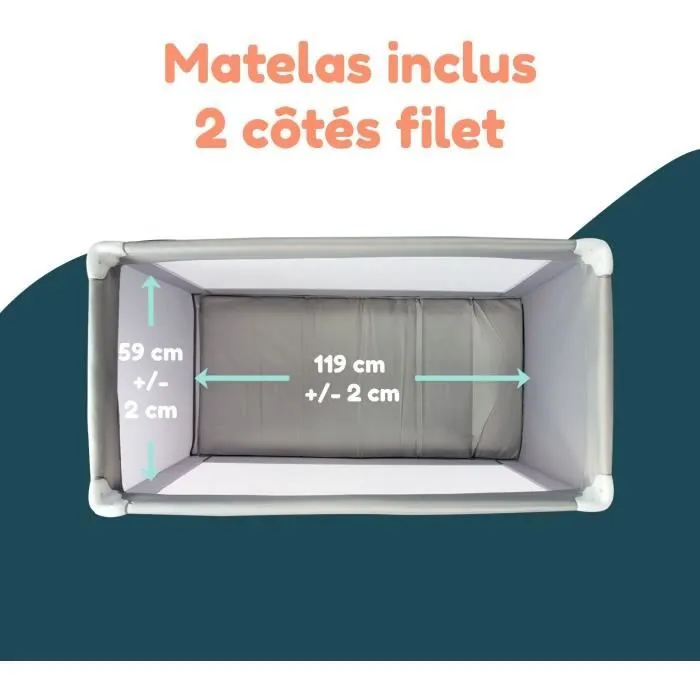 Lit parapluie BAMBISOL 120x60 cm - De la naissance à 3 mois - Matelas et sac de transport inclus-2
