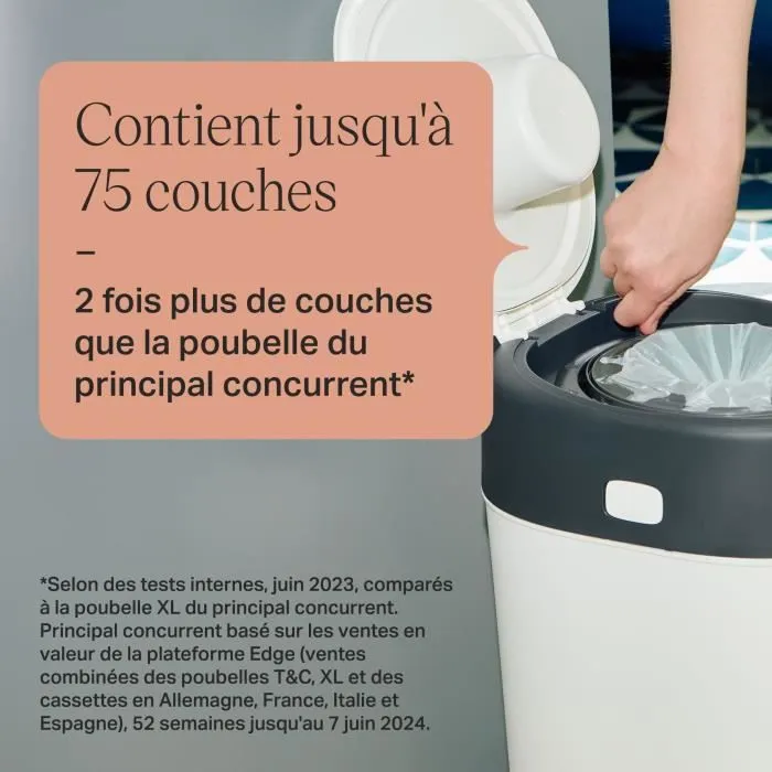 TOMMEE TIPPEE Twist and Click Poubelle à Couches de Taille XL, Comprend 1x Recharge avec GREENFILM-3