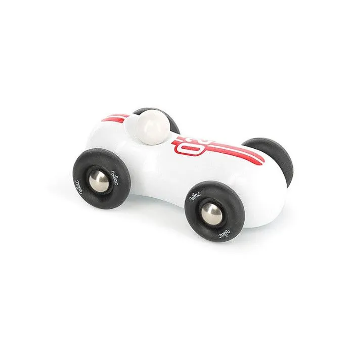 Voiture en bois "Streamline Vintage" - Blanc - L 11 x l 6.5 x H 4 cm-0