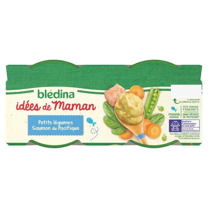 Blédina Idées de Maman, Repas pour bébé dès 8 Mois, Petits Légumes Saumon/ Mousseline de Panais Poisson, 4x200g-3