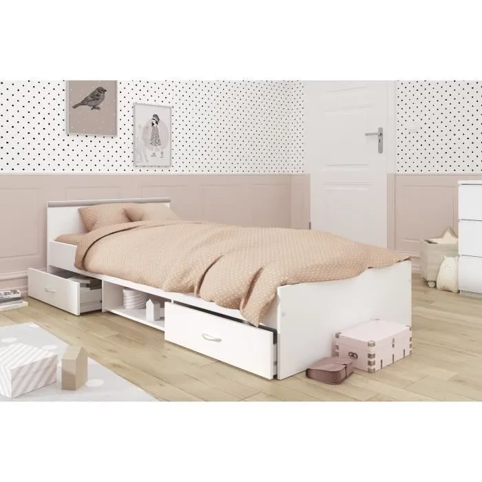PARISOT ZODIAC Lit enfant contemporain blanc mat - L 90 x P 200 cm-1