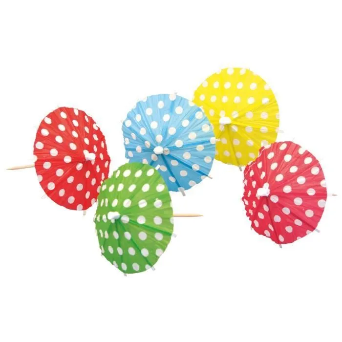 Mini parasols en bois pour cocktail - AMSCAN - 551122 - Multicolore - Lot de 10-0