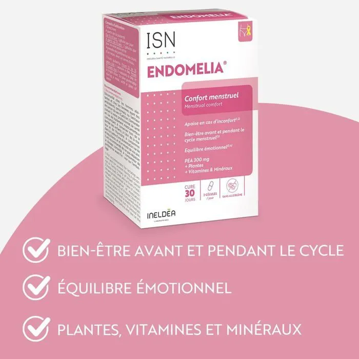 ISN - ENDOMELIA - Confort menstruel - Plantes, Vitamines & Minéraux - Equilibre émotionnel - Cure 30j-2