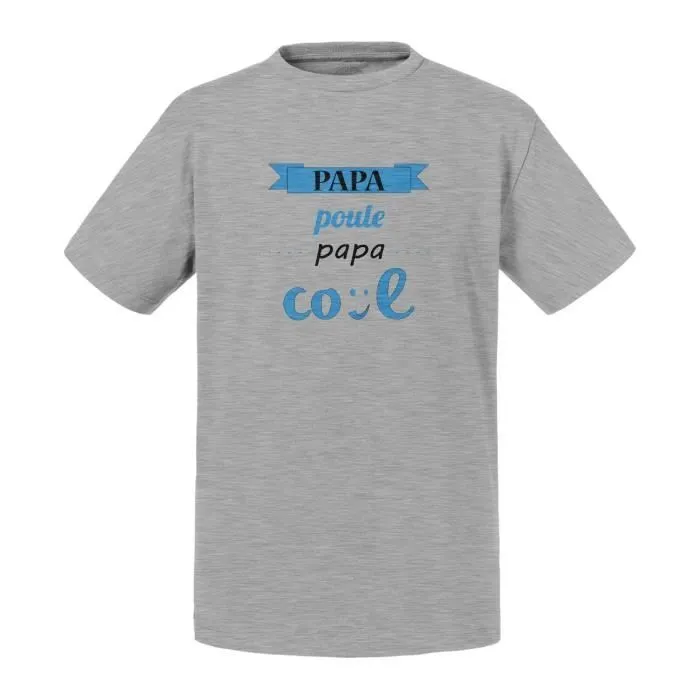 T-shirt Enfant Gris Papa Poule Papa Cool Bleu Fete des pere-0