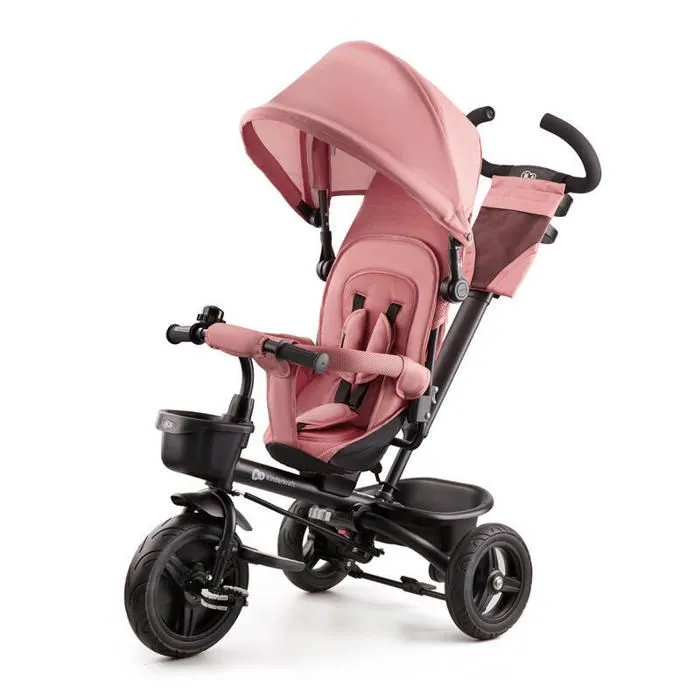 Tricycle évolutif KINDERKRAFT Aveo 3 roues pour fille de 9 mois à 5 ans - Selle pivotante - Rose Pink-1