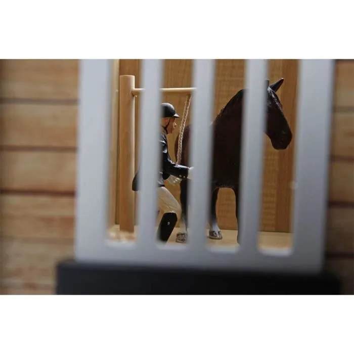 Ecurie miniature en bois pour chevaux - Kids Globe - Univers miniature - 4 boxes de rangement - échelle 1:24-3