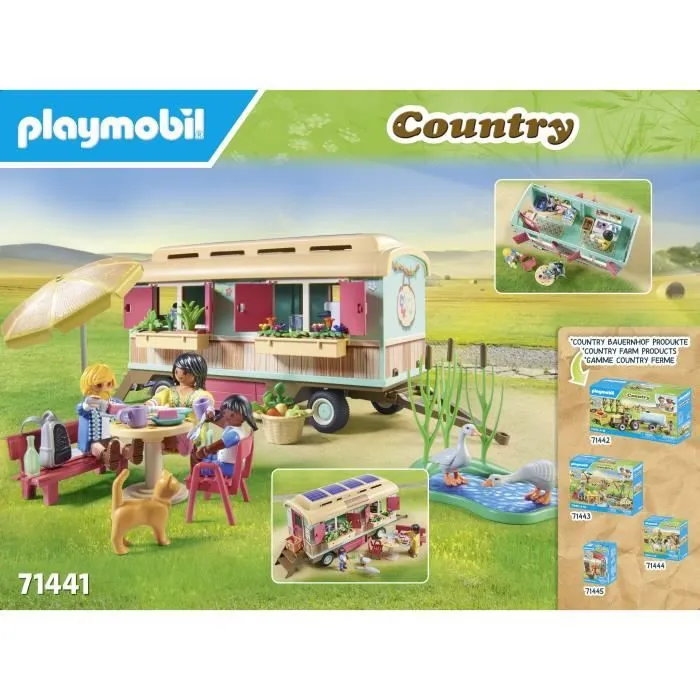 PLAYMOBIL 71441 Roulotte café boutique, Country La vie à la ferme, 145 pièces, Dès 4 ans-6