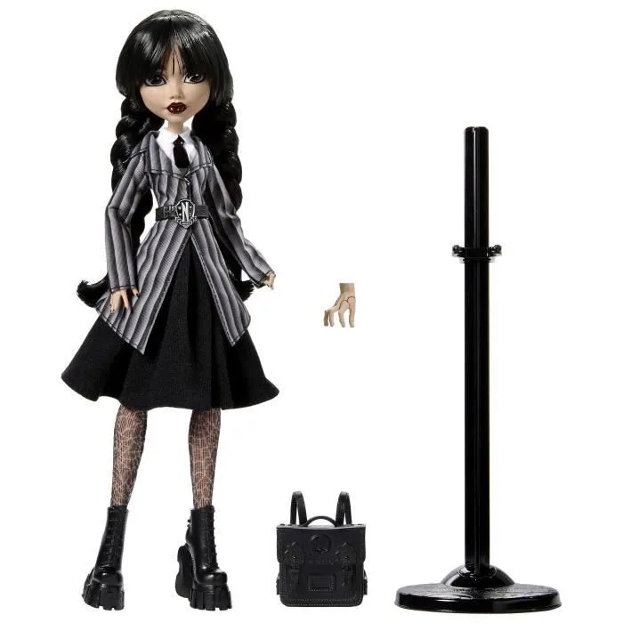 Monster High-Mercredi Addams en Uniforme-Poup?e avec La Chose - Monster High - HXJ04-2