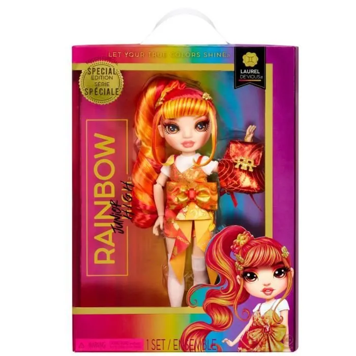 Rainbow High Junior High S3 - Poupée Mannequin Arc-en-Ciel 22cm - Laurel Devious (Orange)-5