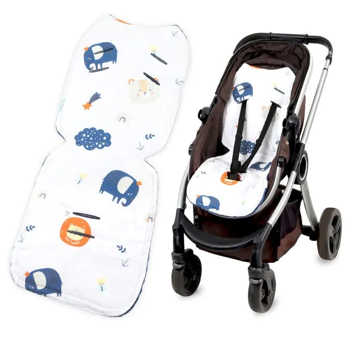 Coussin de siège coussin de poussette 75 x 35 cm - enfant universel respirant avec protection de ceinture Minky Bleu-0