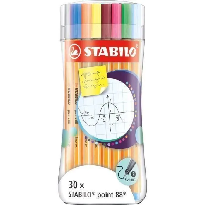 30 feutres fins - STABILO point 88 - set de 30 couleurs-0