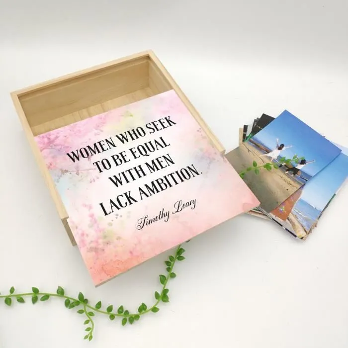 Boite Coffret en Bois - Timothy Leary Women Ambition Citation Inspirante Motivation (11 x 11 x 3,5 cm)-3